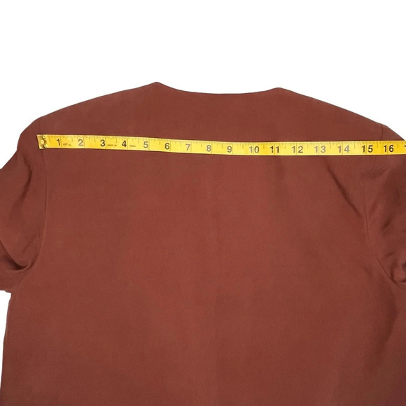 Eileen Fisher 100% Silk Terracotta Open Front Collarless Jacket Size Small - Picture 9 of 10